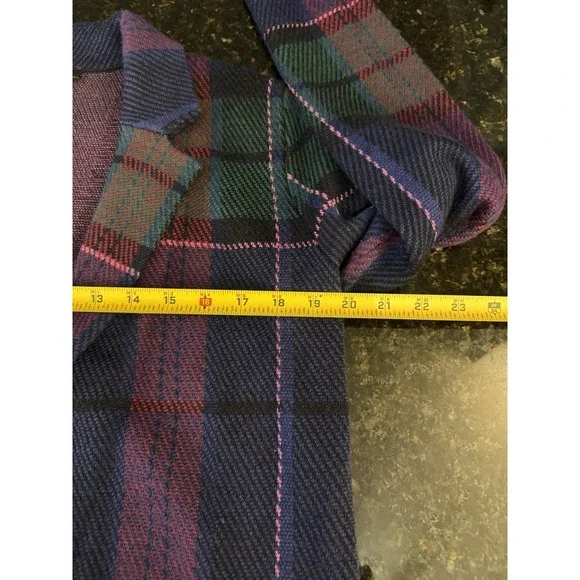 Talbots Weekend Plaid Cardigan Sweater Jacket Merino Wool Open Front Medium Pet‎ - Picture 6 of 8